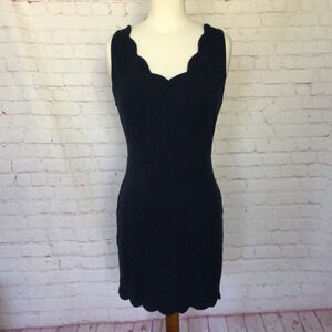 Monteau Los Angeles Navy Blue Scalloped Edge Dress - Size Medium